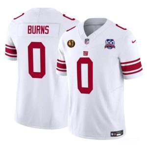 Men's New York Giants #0 Brian Burns White 2024 F.U.S.E. With John Madden Patch And 100TH Season Patch Vapor Untouchable Limited Stitched Jersey - Custom Name