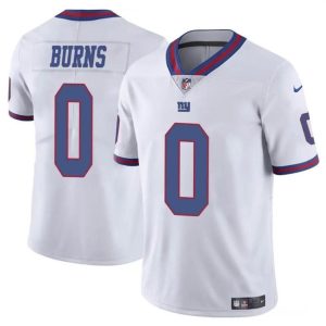 Men's New York Giants #0 Brian Burns White Limited Stitched Jersey - Custom Name