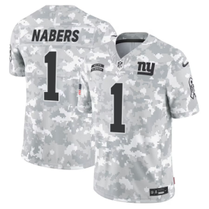 Men's New York Giants #1 Malik Nabers 2024 Arctic Camo Salute to Service Limited Stitched Football Jersey - Custom Name