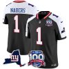 Men's New York Giants #1 Malik Nabers Black 2024 F.U.S.E. 100th Season And State Patch Vapor Limited Alternate Stitched Football Jersey - Custom Name