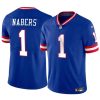 Men's New York Giants #1 Malik Nabers Blue 2024 Draft Throwback Vapor Untouchable Limited Stitched Jersey - Custom Name