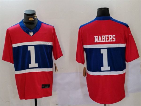 Men's New York Giants #1 Malik Nabers Red 2024 F.U.S.E. Vapor Untouchable Limited Stitched Jersey - Custom Name
