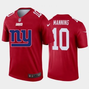 Men's New York Giants #10 Eli Manning Red 2020 Team Big Logo Inverted Legend Stitched Jersey - Custom Name