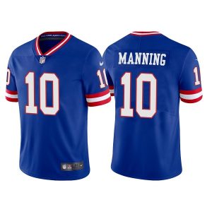 Men's New York Giants #10 Eli Manning Royal Classic Retired Player Stitched Game Jersey - Custom Name