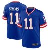 Men's New York Giants #11 Phil Simms Royal Classic Retired Player Stitched Game Jersey- Custom Name