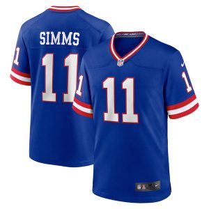 Men's New York Giants #11 Phil Simms Royal Classic Retired Player Stitched Game Jersey- Custom Name