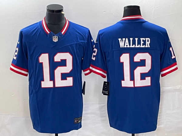 Men's New York Giants #12 Darren Waller Blue Classic 2023 F.U.S.E. Vapor Untouchable Limited Stitched Jersey - Custom Name