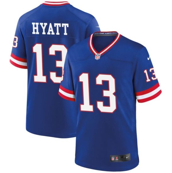 Men's New York Giants #13 Jalin Hyatt Royal Classic Stitched Jersey - Custom Name