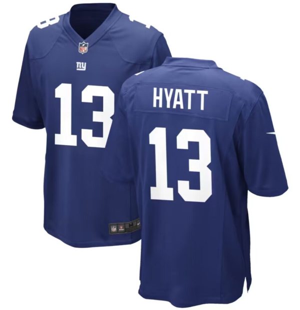 Men's New York Giants #13 Jalin Hyatt Royal Stitched Game Jersey - Custom Name