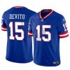 Men's New York Giants #15 Tommy DeVito Royal Throwback Limited Stitched Jersey - Custom Name