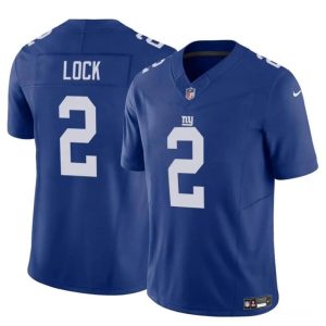Men's New York Giants #2 Drew Lock Blue 2023 F.U.S.E. Vapor Untouchable Limited Stitched Jersey - Custom Name
