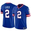 Men's New York Giants #2 Drew Lock Blue Throwback Vapor Untouchable Limited Stitched Jersey - Custom Name