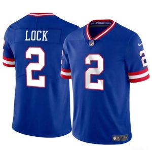 Men's New York Giants #2 Drew Lock Blue Throwback Vapor Untouchable Limited Stitched Jersey - Custom Name