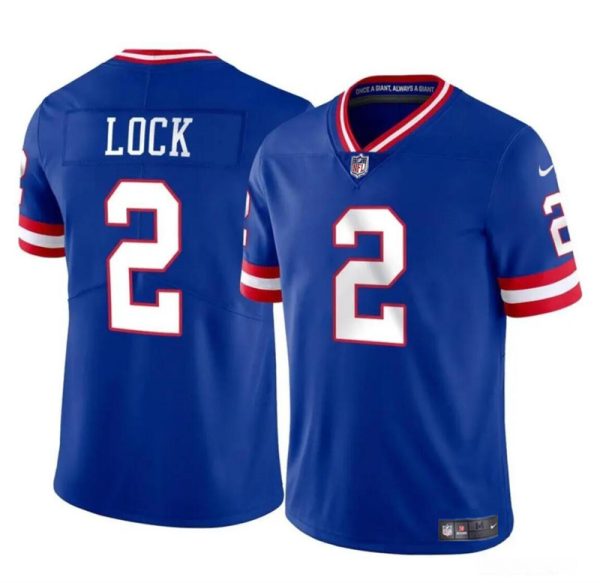 Men's New York Giants #2 Drew Lock Blue Throwback Vapor Untouchable Limited Stitched Jersey - Custom Name