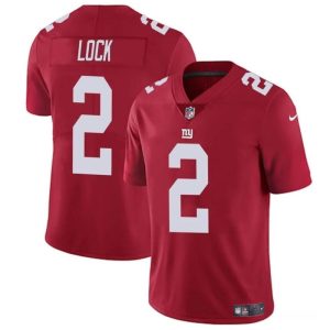 Men's New York Giants #2 Drew Lock Red Vapor Untouchable Limited Stitched Jersey - Custom Name