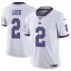 Men's New York Giants #2 Drew Lock White Limited Stitched Jersey - Custom Name