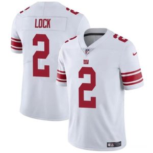 Men's New York Giants #2 Drew Lock White Vapor Untouchable Limited Stitched Jersey - Custom Name