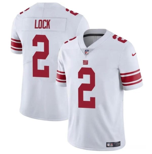 Men's New York Giants #2 Drew Lock White Vapor Untouchable Limited Stitched Jersey - Custom Name