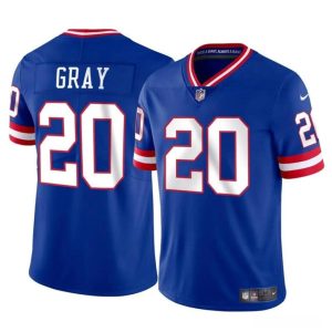 Men's New York Giants #20 Eric Gray Royal Throwback Vapor Untouchable Limited Stitched Jersey - Custom Name