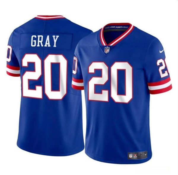 Men's New York Giants #20 Eric Gray Royal Throwback Vapor Untouchable Limited Stitched Jersey - Custom Name