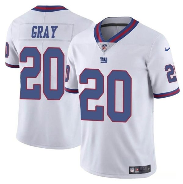 Men's New York Giants #20 Eric Gray White Color Rush Limited Stitched Jersey - Custom Name