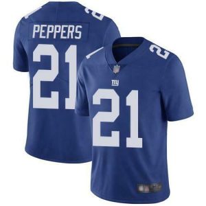 Men's New York Giants #21 Jabrill Peppers Blue Vapor Untouchable Limited Stitched - Custom Name