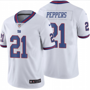 Men's New York Giants #21 Jabrill Peppers White Color Rush Limited Stitched Jersey- Custom Name