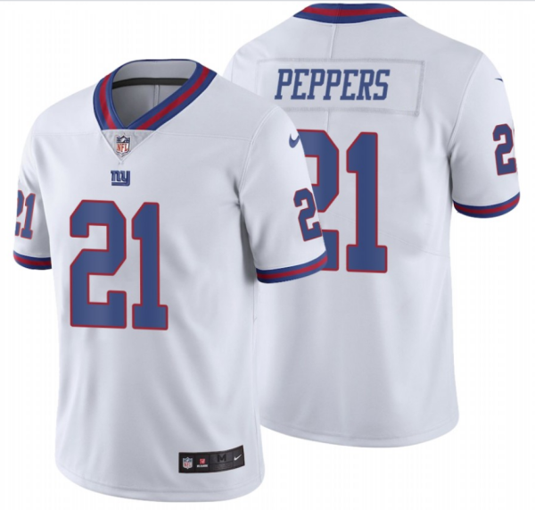 Men's New York Giants #21 Jabrill Peppers White Color Rush Limited Stitched Jersey- Custom Name