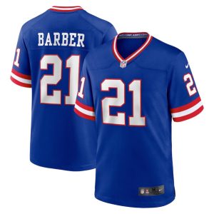 Men's New York Giants #21 Tiki Barber Royal Classic Retired Player Stitched Game Jersey - Custom Name
