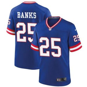 Men's New York Giants #25 Deonte Banks Royal Classic Stitched Game Jersey - Custom Name