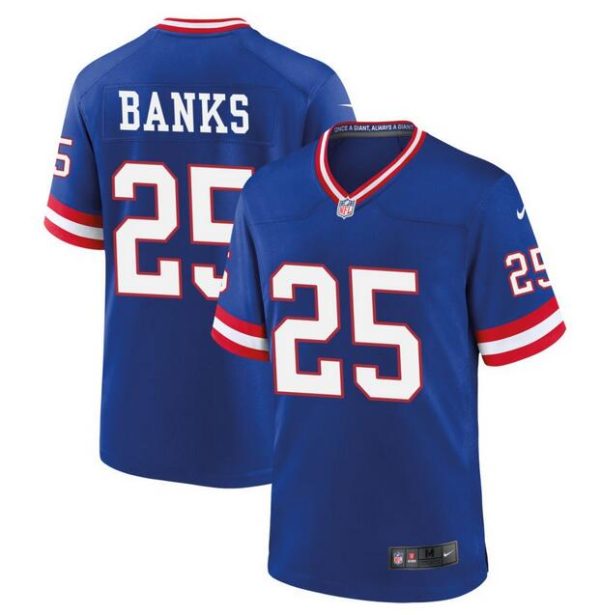 Men's New York Giants #25 Deonte Banks Royal Classic Stitched Game Jersey - Custom Name