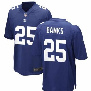 Men's New York Giants #25 Deonte Banks Rush Blue Stitched Game Jersey - Custom Name