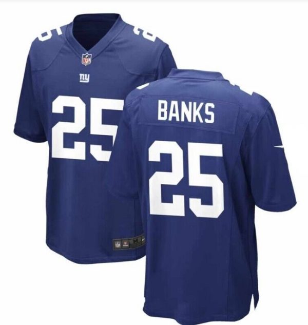 Men's New York Giants #25 Deonte Banks Rush Blue Stitched Game Jersey - Custom Name