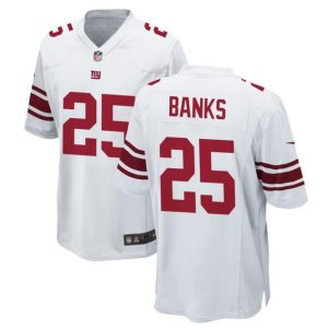 Men's New York Giants #25 Deonte Banks White Stitched Game Jersey - Custom Name