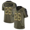 Men's New York Giants #26 Saquon Barkley 2021 Olive Camo Salute To Service Limited Stitched Jersey - Custom Name
