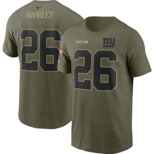 Men's New York Giants #26 Saquon Barkley 2021 Olive Salute To Service Legend Performance T-Shirt - Custom Name