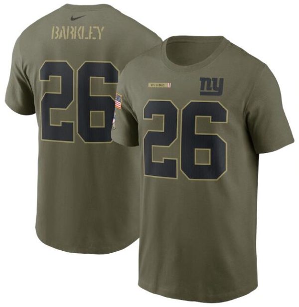 Men's New York Giants #26 Saquon Barkley 2021 Olive Salute To Service Legend Performance T-Shirt - Custom Name