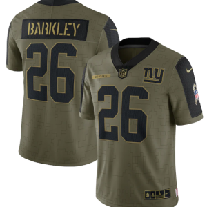 Men's New York Giants #26 Saquon Barkley 2021 Olive Salute To Service Limited Stitched Jersey - Custom Name
