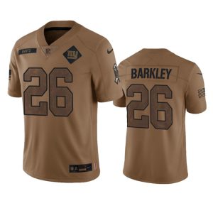 Men's New York Giants #26 Saquon Barkley 2023 Brown Salute To Service Vapor Untouchable Limited Stitched Jersey - Custom Name