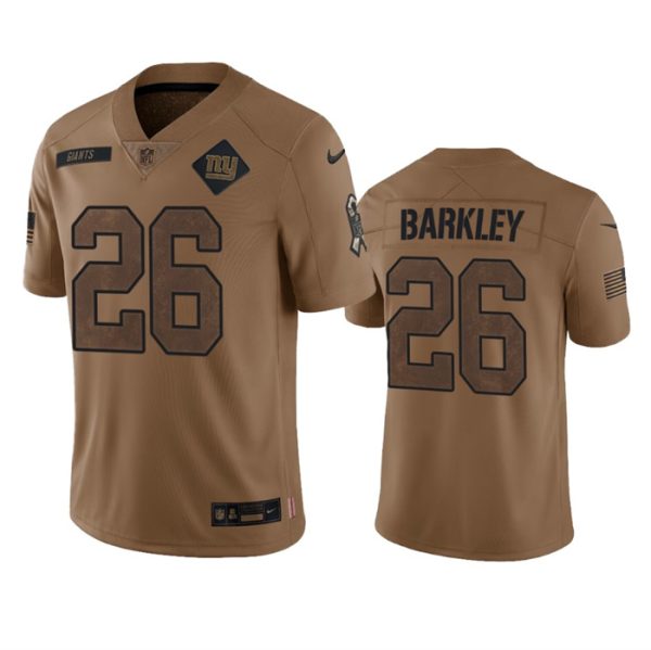 Men's New York Giants #26 Saquon Barkley 2023 Brown Salute To Service Vapor Untouchable Limited Stitched Jersey - Custom Name