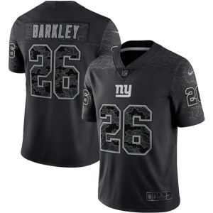 Men's New York Giants #26 Saquon Barkley Black Reflective Limited Stitched Football Jersey - Custom Name