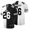 Men's New York Giants #26 Saquon Barkley Black & White NFL Split Stitched Jersey - Custom Name