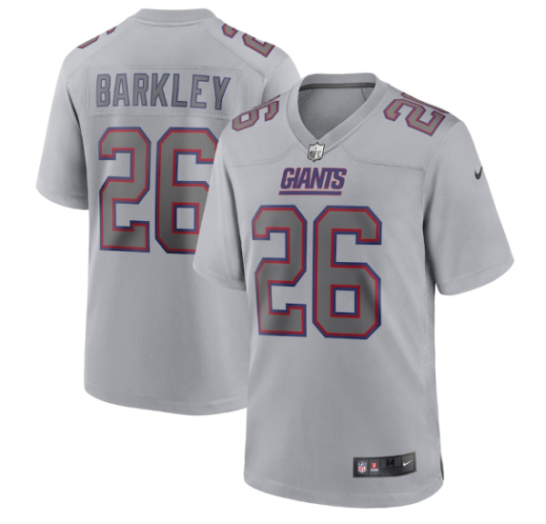 Men's New York Giants #26 Saquon Barkley Grey Atmosphere Fashion Stitched Game Jersey - Custom Name