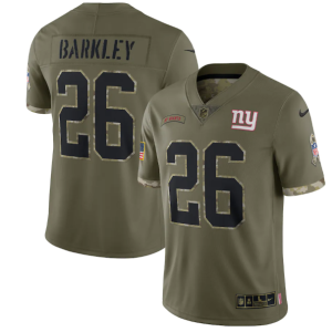Men's New York Giants #26 Saquon Barkley Olive 2022 Salute To Service Limited Stitched Jersey - Custom Name