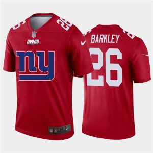 Men's New York Giants #26 Saquon Barkley Red 2020 Team Big Logo Inverted Legend Stitched Jersey - Custom Name