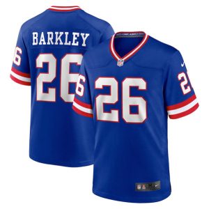 Men's New York Giants #26 Saquon Barkley Royal Classic Retired Player Stitched Game Jersey - Custom Name