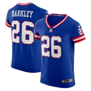 Men's New York Giants #26 Saquon Barkley Royal Elite Stitched Jersey- Custom Name