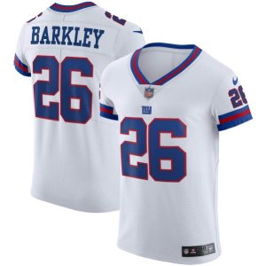 Men's New York Giants #26 Saquon Barkley White Elite Stitched Jersey - Custom Name