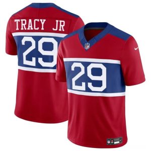 Men's New York Giants #29 Tyrone Tracy Jr Red Alternate Vapor F.U.S.E. Limited Stitched Football Jersey - Custom Name