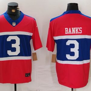 Men's New York Giants #3 Deonte Banks Century Red Alternate Vapor F.U.S.E. Limited Stitched Football Jersey - Custom Name